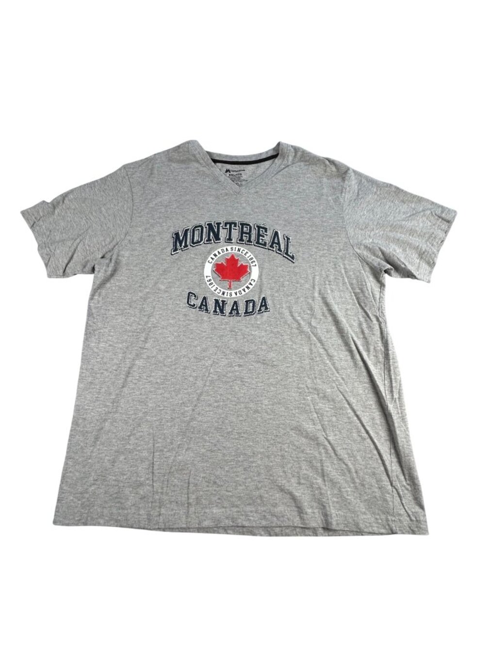 Montreal Canada Graphic V-Neck T-Shirt XXL MountainRidge Gray Cotton Blend